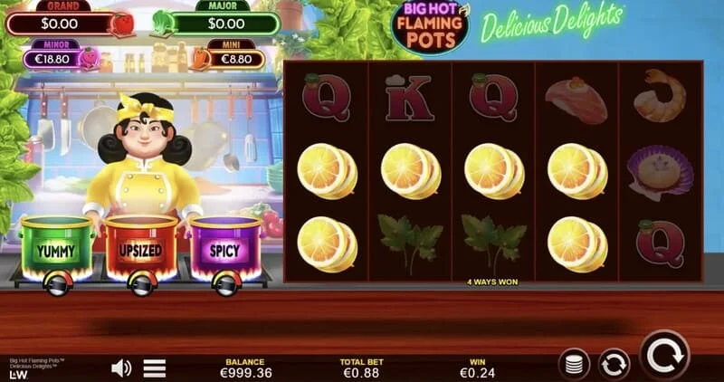 Big Hot Flaming Pots Delicious Delights - combinazione vincente nel gioco base